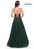 Picture of: Beautiful Rhinestone Beaded Illusion Top Tulle Prom Dress in Dark Emerald, Style: 32020, Detail Picture 12