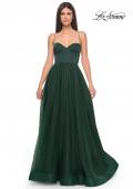 Picture of: Tulle A-Line Gown with Satin Bustier Top in Dark Emerald, Style: 32065, Detail Picture 12