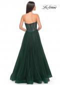 Picture of: A-Line Tulle Prom Dress with Rhinestone Fishnet Bodice in Dark Emerald, Style: 32216, Detail Picture 12