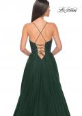 Picture of: Tulle A-Line Gown with Satin Bustier Top in Dark Emerald, Style: 32065, Detail Picture 13