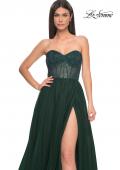 Picture of: A-Line Tulle Prom Dress with Rhinestone Fishnet Bodice in Dark Emerald, Style: 32216, Detail Picture 13