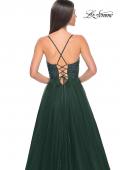 Picture of: Beautiful Rhinestone Beaded Illusion Top Tulle Prom Dress in Dark Emerald, Style: 32020, Detail Picture 15