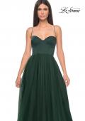 Picture of: Tulle A-Line Gown with Satin Bustier Top in Dark Emerald, Style: 32065, Detail Picture 15