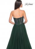 Picture of: A-Line Tulle Prom Dress with Rhinestone Fishnet Bodice in Dark Emerald, Style: 32216, Detail Picture 15