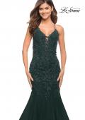 Picture of: Mermaid Tulle and Lace Jeweled Prom Dress in Dark Emerald, Style: 30584, Detail Picture 16