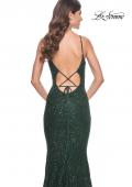 Picture of: Beaded Lace Mermaid Gown with Sheer Side Panels in Dark Emerald, Style: 32309, Detail Picture 16