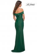 Picture of: Off the Shoulder Elegant Long Evening Gown in Dark Emerald, Back Picture