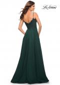 Picture of: A-line Gown with Sheer Floral Embellished Bodice in Emerald in Dark Emerald, Style: 30639, Back Picture