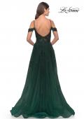 Picture of: A-Line Gown with Beautiful Beaded Lace Applique in Dark Emerald, Style: 31346, Back Picture