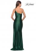 Picture of: Simple One Shoulder Liquid Jersey Dress in Dark Emerald, Style: 31391, Back Picture