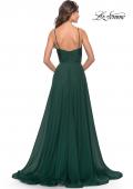 Picture of: Chiffon Dress with Pleated Bodice and Pockets in Dark Emerald, Style: 31500, Back Picture