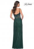 Picture of: Rhinestone Embellished Fishnet Dress with Lace Details in Green, Style: 32409, Back Picture
