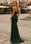 Picture of: Ruched Mesh Gown with Fitted Bodice in Dark Emerald, Style: 33612, Back Picture