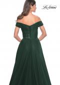Picture of: A-Line Tulle Prom Dress with Off the Shoulder Top in Dark Emerald, Style: 30498, Detail Picture 20