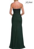 Picture of: Strapless Corset Gown with High Slit and Ruched Jersey Skirt in Dark Emerald, Style: 33465, Detail Picture 21