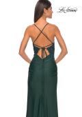 Picture of: Jersey Prom Dress with Illusion Sides and V Neckline in Dark Emerald, Style: 32139, Detail Picture 24