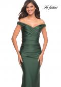Picture of: Off the Shoulder Prom Dress with Ruching in Dark Emerald, Style: 30631, Detail Picture 1