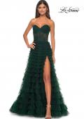 Picture of: A-Line Ruffle Tulle Prom Dress with Sweetheart Top in Dark Emerald, Style: 32283, Detail Picture 1