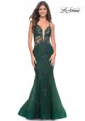 Picture of: Mermaid Tulle and Lace Dress with Strappy Back in Dark Emerald, Style: 32305, Detail Picture 1