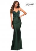 Picture of: Jewel Tone Jersey Gown with Sheer Lace Bodice in Green, Style: 30521, Detail Picture 2