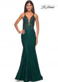 Picture of: Exquisite Mermaid Lace Gown with Beaded Sheer Bodice in Dark Emerald, Style: 31265, Detail Picture 2