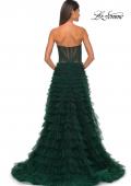 Picture of: A-Line Ruffle Tulle Prom Dress with Sweetheart Top in Dark Emerald, Style: 32283, Detail Picture 2