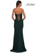 Picture of: Intricate Ruched Corset Bodice Prom Dress with Jersey Skirt in Dark Emerald, Style: 32971, Detail Picture 2