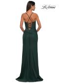 Picture of: Simple Prom Dress with Side Ruching and Lace Up Back in Dark Emerald, Style: 33103, Detail Picture 2