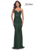 Picture of: Stunning Strapless Jeweled Lace and Jersey Dress in Dark Emerald, Style: 30720, Detail Picture 3