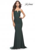 Picture of: Elegant Ruched Strapless Gown with Deep V in Dark Emerald, Style: 31226, Detail Picture 3