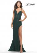 Picture of: Rhinestone Lace Embellished Prom Dress with High Side Slit in Dark Emerald, Style: 31288, Detail Picture 3