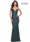 Picture of: Jersey Dress with Bustier Top and Illusion Back in Dark Emerald, Style: 32257, Detail Picture 3