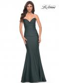 Picture of: Simple Jersey Mermaid Prom Dress with Structured Hem in Green, Style: 32289, Detail Picture 3