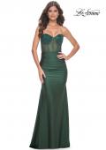 Picture of: Rhinestone Embellished Gown with Ruched Skirt in Dark Emerald, Style: 32316, Detail Picture 3