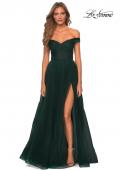 Picture of: Off The Shoulder Tulle Prom Dress with Sheer Bodice in Dark Emerald, Style: 28462, Detail Picture 4
