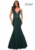 Picture of: Mermaid Lace Prom Dress with Sheer Jeweled Bodice in Green, Style: 30320, Detail Picture 4