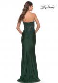 Picture of: Stunning Strapless Jeweled Lace and Jersey Dress in Dark Emerald, Style: 30720, Detail Picture 4