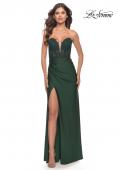 Picture of: Long Dress with Jersey Skirt and Lace Illusion Bodice in Dark Emerald, Style: 31182, Detail Picture 4