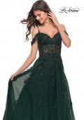 Picture of: A-Line Gown with Beautiful Beaded Lace Applique in Dark Emerald, Style: 31346, Detail Picture 4