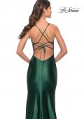 Picture of: Liquid Jersey Dress with Deep V Neckline in Dark Emerald, Style: 31375, Detail Picture 4