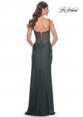 Picture of: Bustier Jersey Dress with Ruching and High Neckline in Dark Emerald, Style: 32238, Detail Picture 4