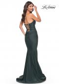 Picture of: Simple Jersey Mermaid Prom Dress with Structured Hem in Green, Style: 32289, Detail Picture 4