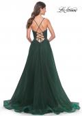 Picture of: Tulle Dress with Full Skirt and Sheer Lace Bodice in Dark Emerald, Style: 32306, Detail Picture 4