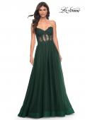 Picture of: A-Line Tulle Ballgown with Lace Illusion Bodice in Green, Style: 32313, Detail Picture 4