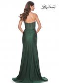 Picture of: Rhinestone Embellished Gown with Ruched Skirt in Dark Emerald, Style: 32316, Detail Picture 4