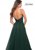 Picture of: A-line Tulle Gown with V Neckline and Pockets in Dark Emerald, Detail Picture 5