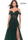 Picture of: A-Line Gown with Beautiful Beaded Lace Applique in Dark Emerald, Style: 31346, Detail Picture 5