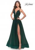 Picture of: Tulle Ball Gown with Side Cut Outs and High Slit in Dark Emerald, Style: 31347, Detail Picture 5