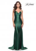 Picture of: Liquid Jersey Trumpet Gown with Draped Neckline in Dark Emerald, Style: 31397, Detail Picture 5