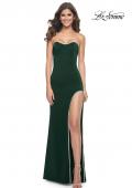 Picture of: Fitted Strapless Prom Dress with Rhinestone Embellished Neckline and Slit in Dark Emerald, Style: 31977, Detail Picture 5